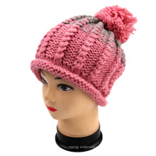 Hand Knit Rolled Edge Bucket Cap Hat Inverno Mulheres Meninas